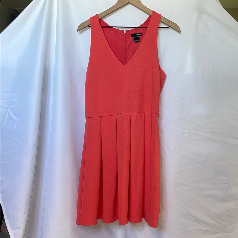 Aqua Coral Sleeveless V Neck A-line Dress - M